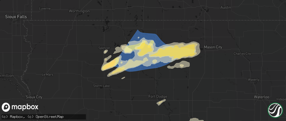 Hail map in West Bend, IA on June 28, 2026
