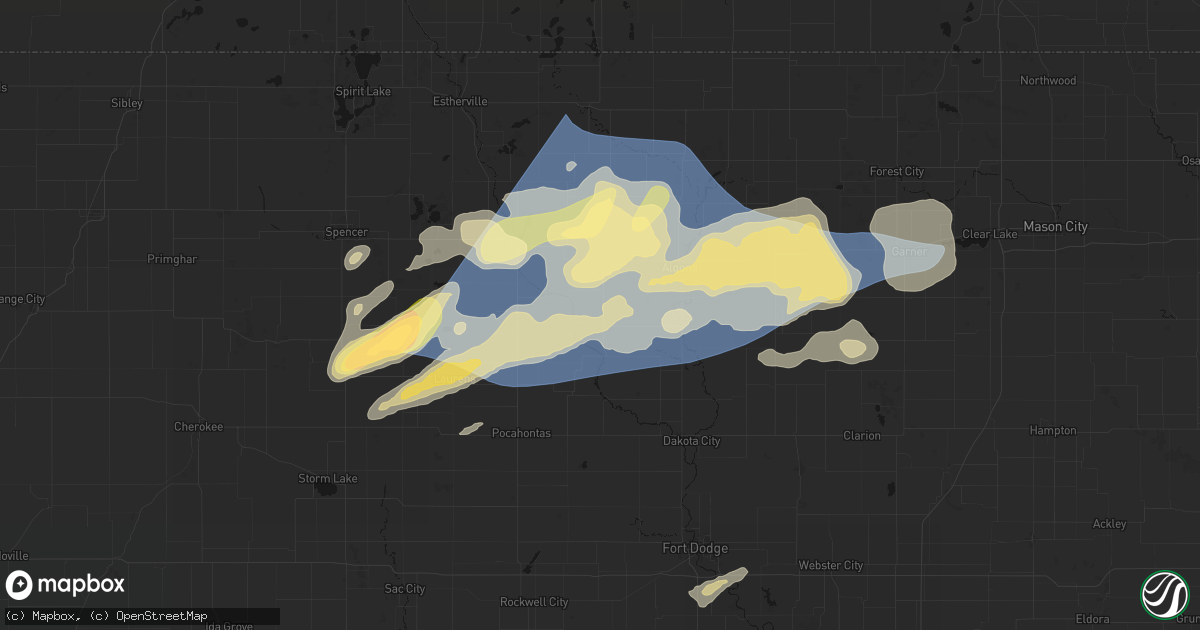 Hail map in West Bend, IA on June 28, 2026