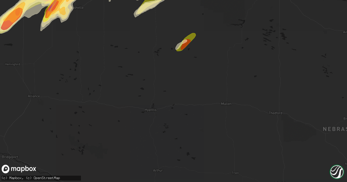 Hail map in Whitman, NE on June 28, 2026