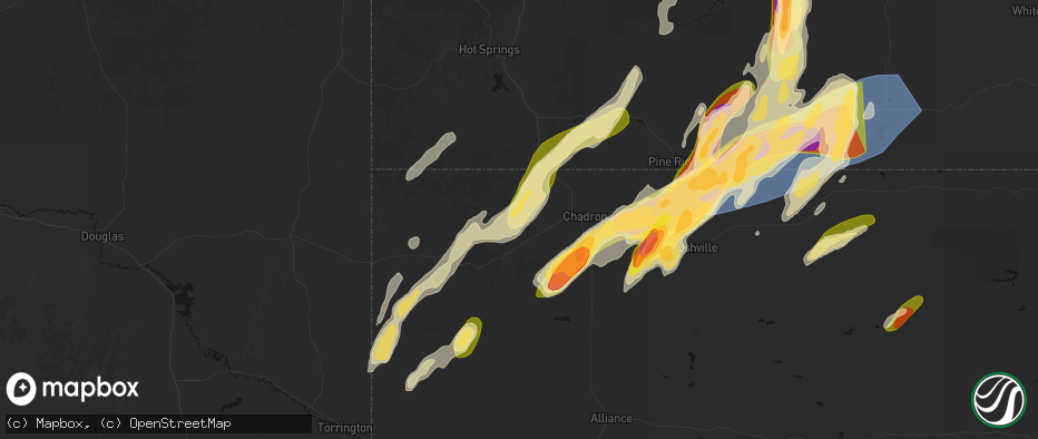 Hail map in Whitney, NE on June 28, 2026