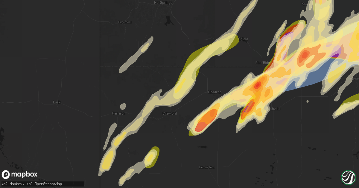 Hail map in Whitney, NE on June 28, 2026