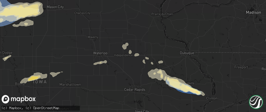 Hail map in Winthrop, IA on June 28, 2026
