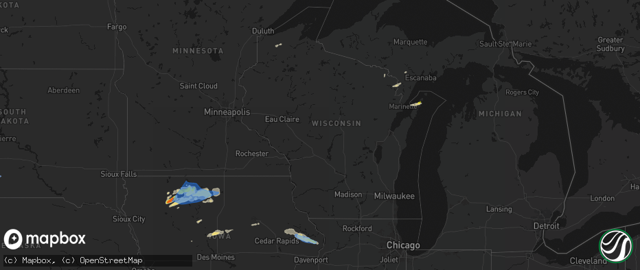 Hail map in Wisconsin on June 28, 2026