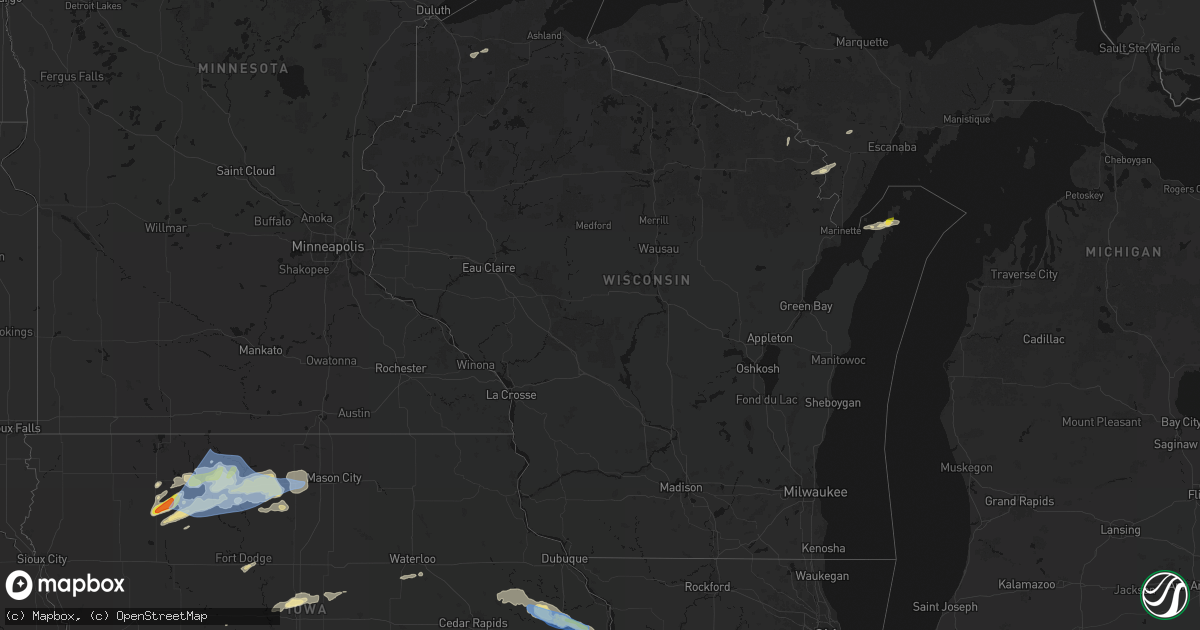 Hail map in Wisconsin on June 28, 2026