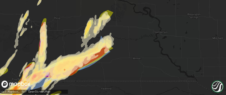 Hail map in Wood, SD on June 28, 2026