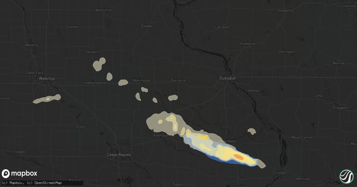 Hail map in Worthington, IA on June 28, 2026