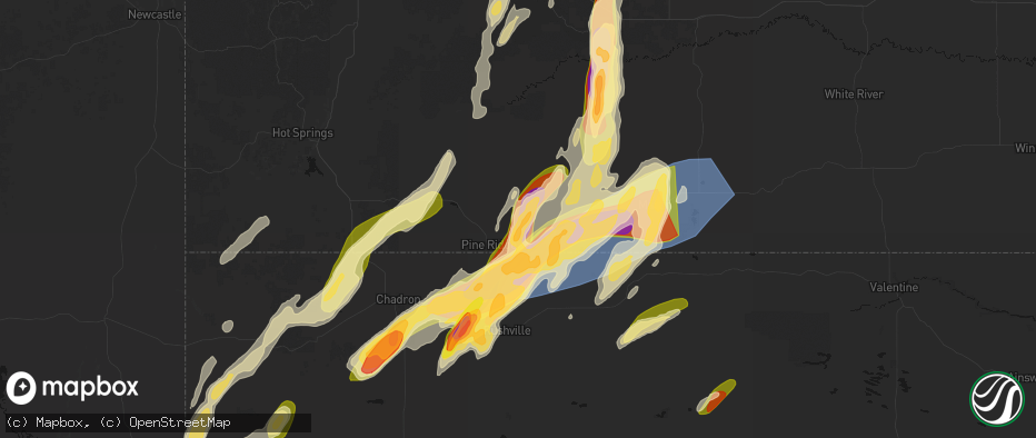 Hail map in Wounded Knee, SD on June 28, 2026