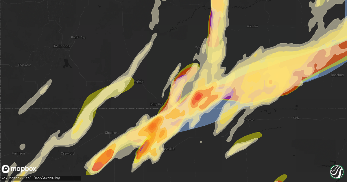 Hail map in Wounded Knee, SD on June 28, 2026