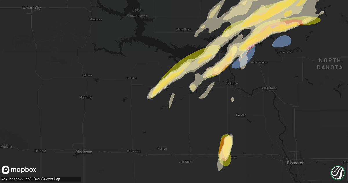 Hail map in Zap, ND on June 28, 2026