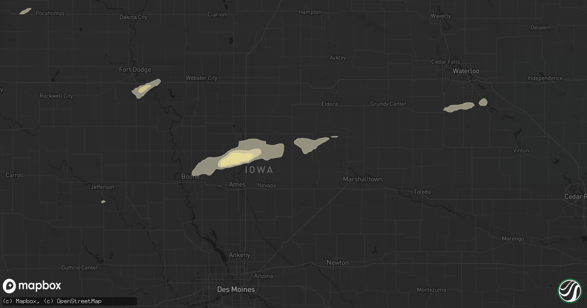 Hail map in Zearing, IA on June 28, 2026