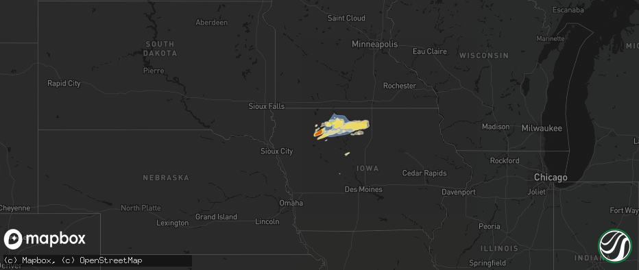 Hail map on June 28, 2026