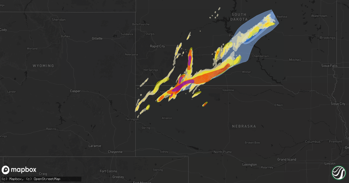 Hail map on June 28, 2026