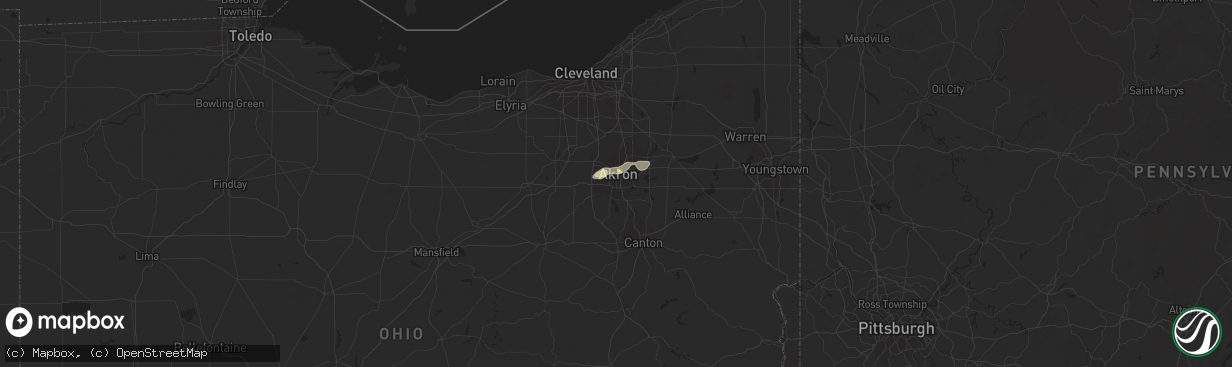 Hail map in Akron, OH on June 29, 2013