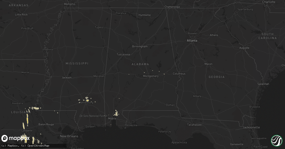 Hail map in Alabama on June 29, 2013