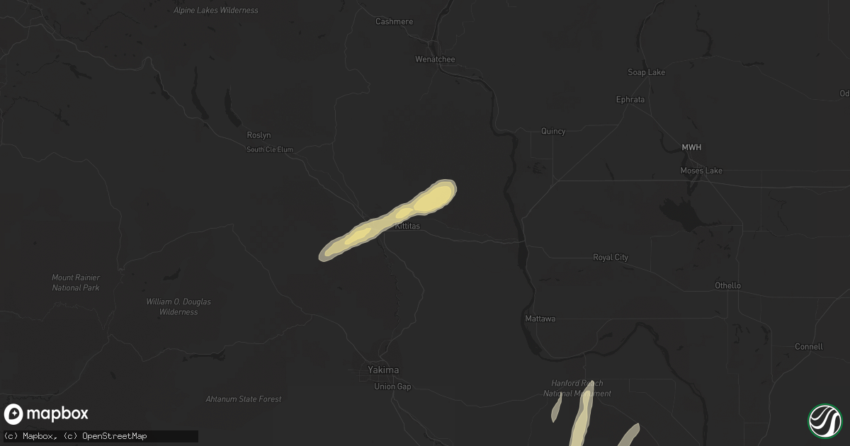 Hail map in Ellensburg, WA on June 29, 2013