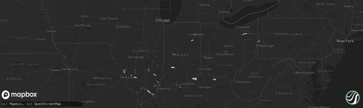 Hail map in Indiana on June 29, 2013