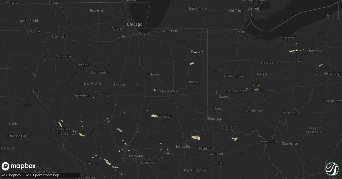 Hail map in Indiana on June 29, 2013