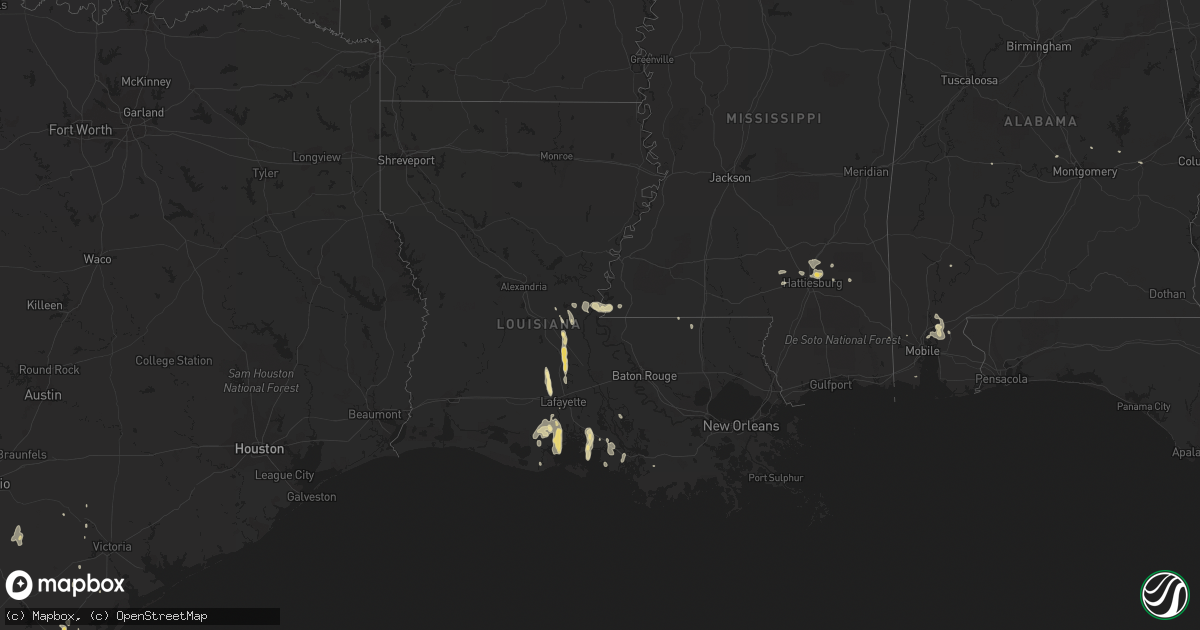 Hail map in Louisiana on June 29, 2013