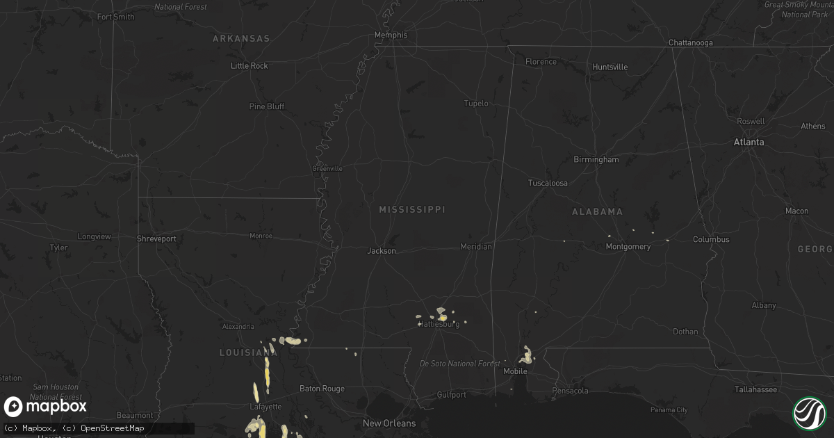 Hail map in Mississippi on June 29, 2013