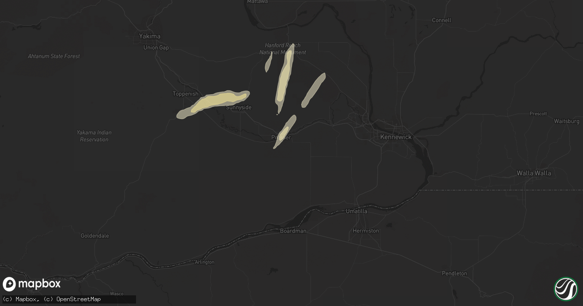 Hail map in Prosser, WA on June 29, 2013