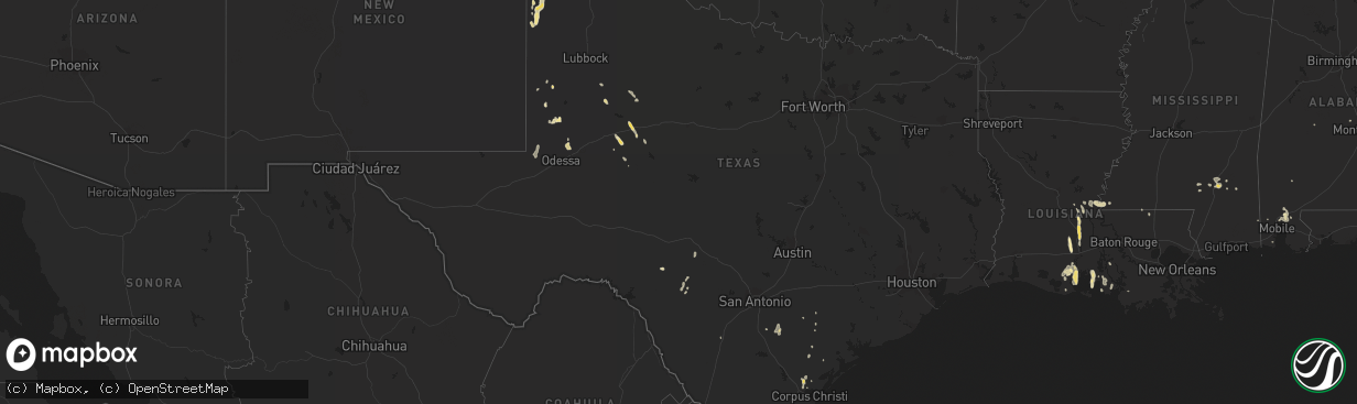 Hail map in Texas on June 29, 2013