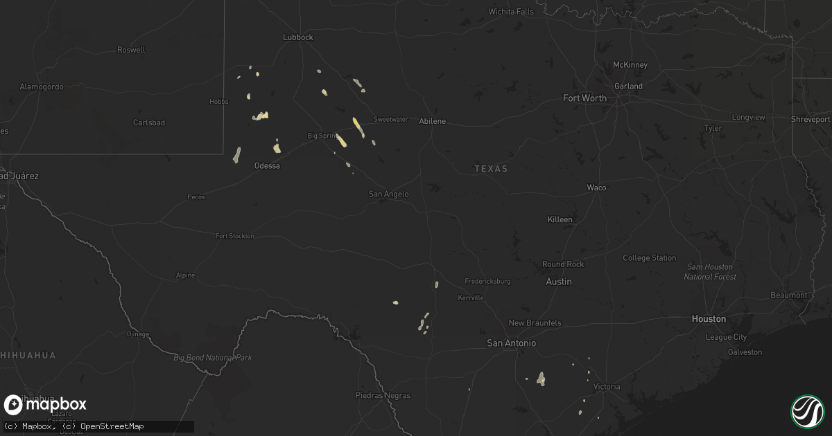 Hail map in Texas on June 29, 2013