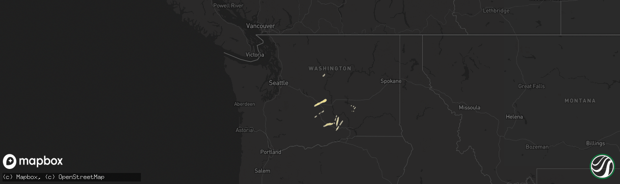 Hail map in Washington on June 29, 2013