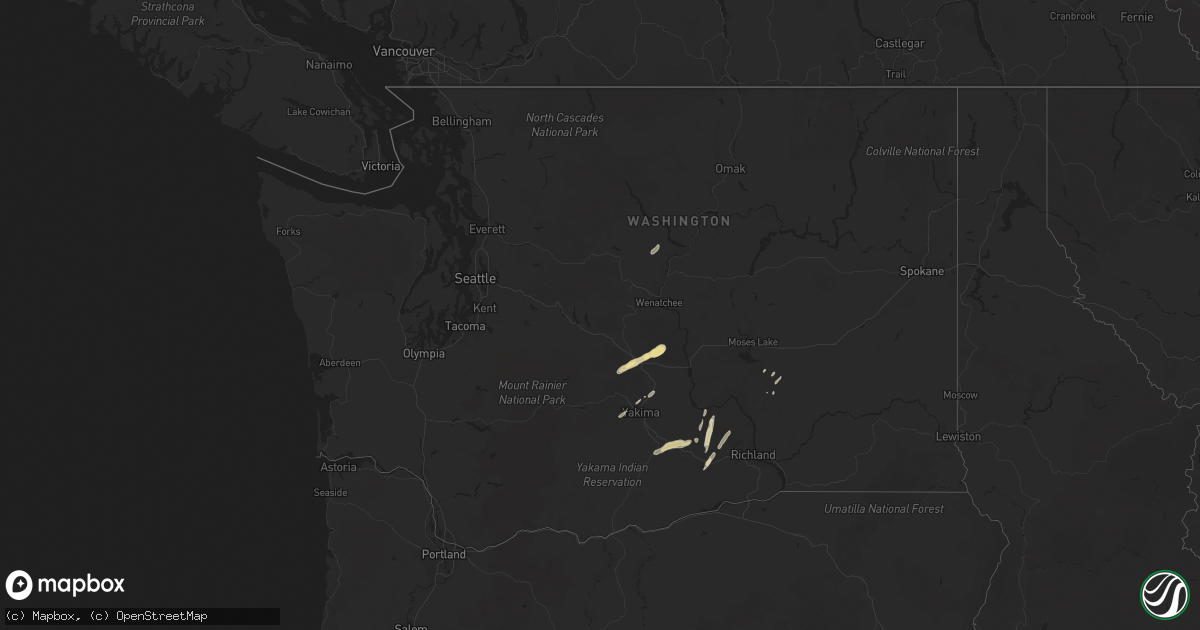 Hail map in Washington on June 29, 2013