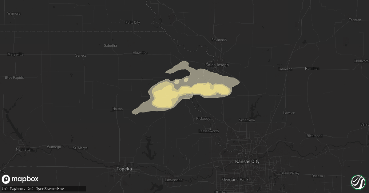 Hail map in Atchison, KS on June 29, 2014