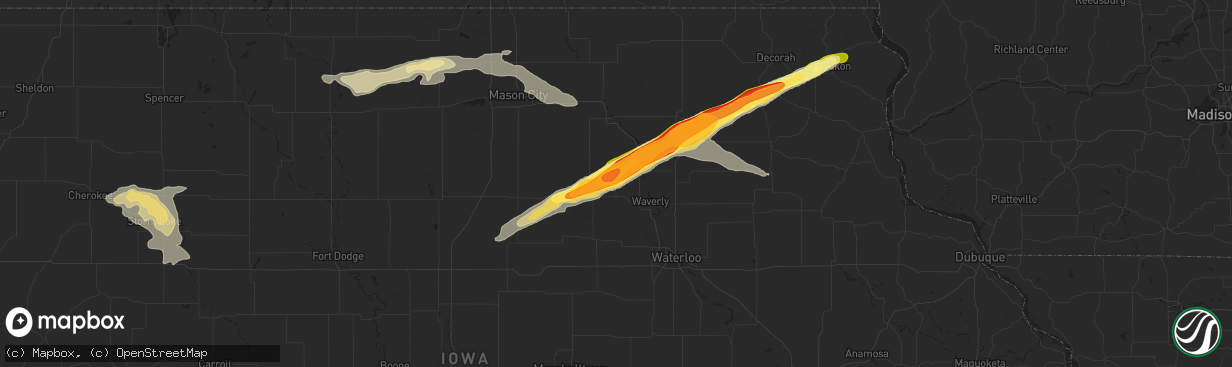 Hail map in Clarksville, IA on June 29, 2014