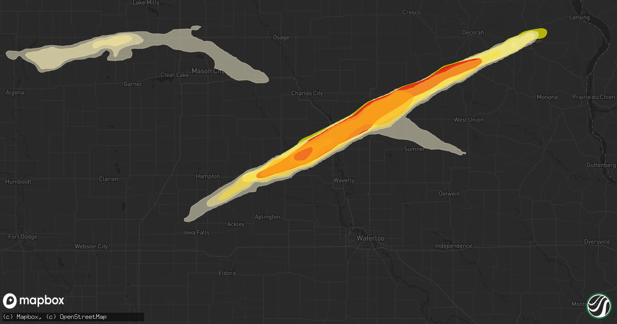 Hail map in Clarksville, IA on June 29, 2014