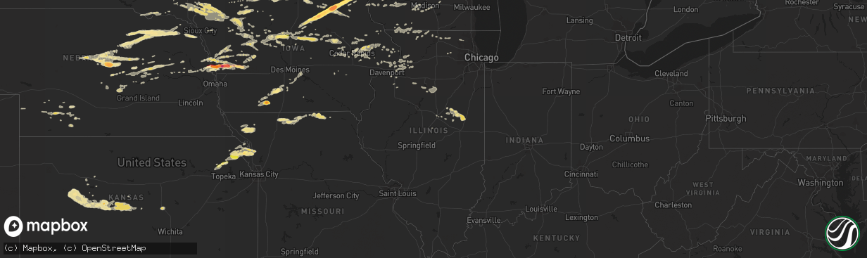 Hail map in Illinois on June 29, 2014