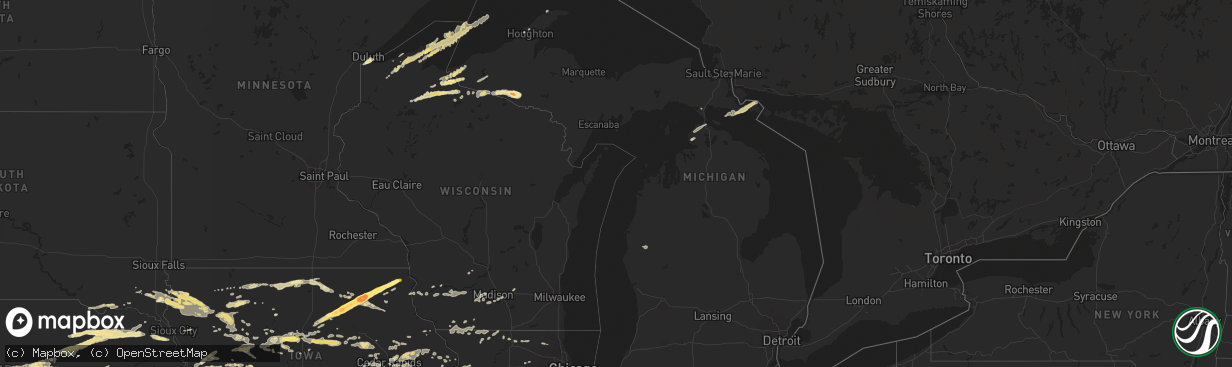 Hail map in Michigan on June 29, 2014