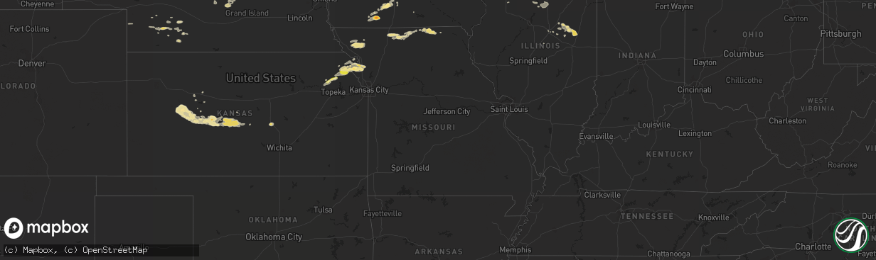 Hail map in Missouri on June 29, 2014