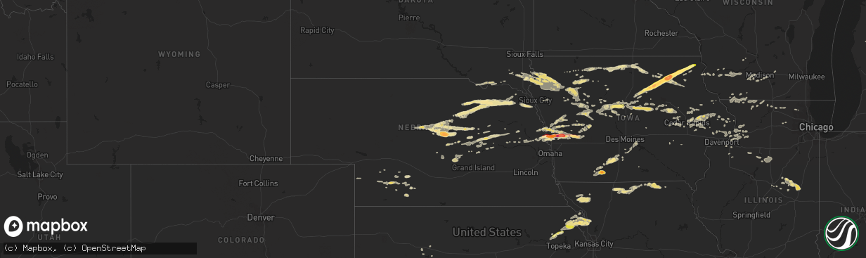 Hail map in Nebraska on June 29, 2014