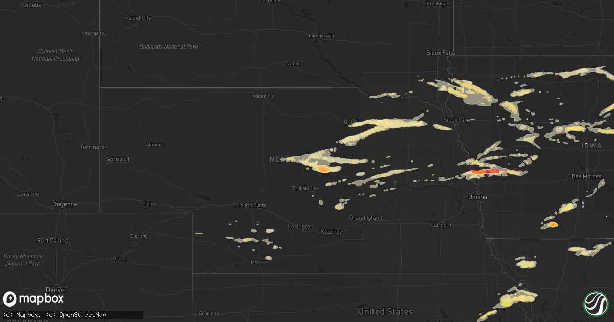 Hail map in Nebraska on June 29, 2014
