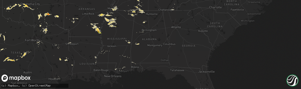 Hail map in Alabama on June 29, 2015