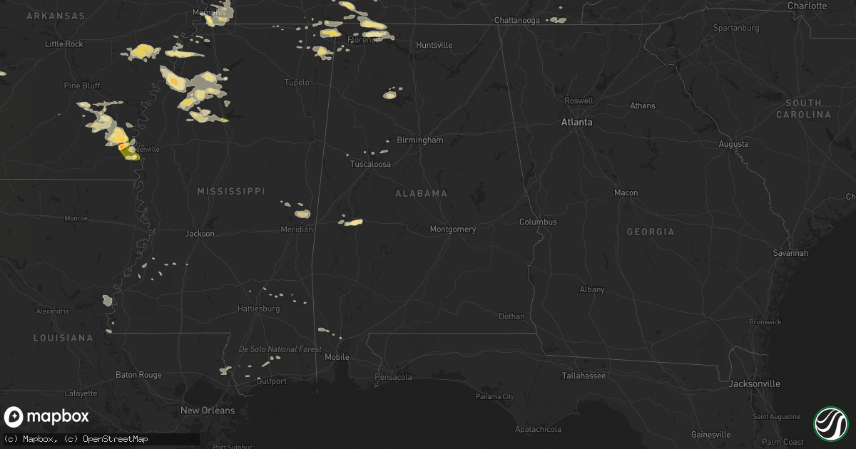Hail map in Alabama on June 29, 2015