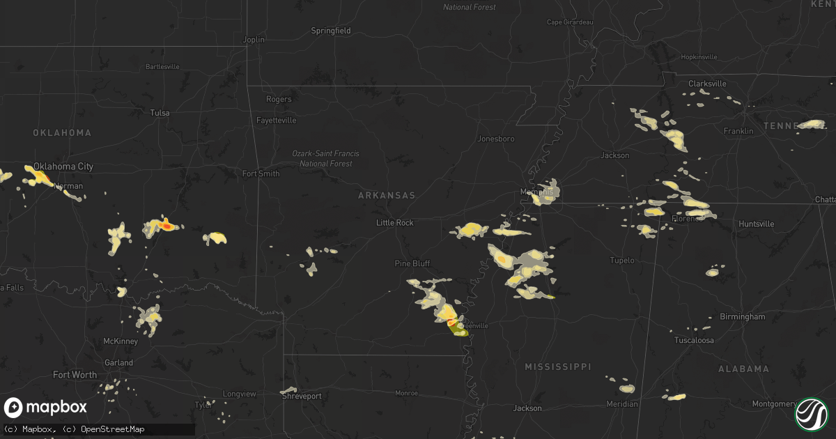 Hail map in Arkansas on June 29, 2015