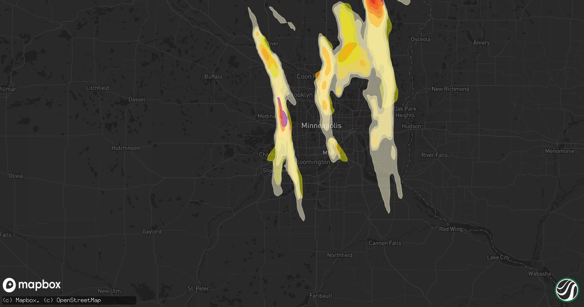 Hail map in Eden Prairie, MN on June 29, 2015
