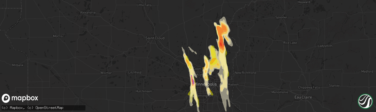 Hail map in Elk River, MN on June 29, 2015