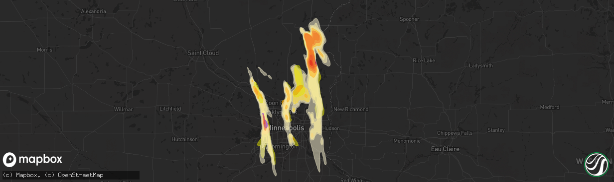 Hail map in Forest Lake, MN on June 29, 2015