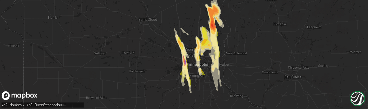 Hail map in Maple Grove, MN on June 29, 2015