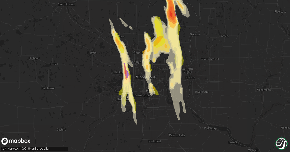 Hail map in Minneapolis, MN on June 29, 2015