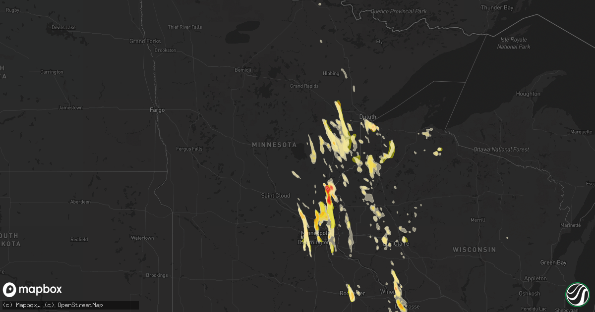 Hail map in Minnesota on June 29, 2015