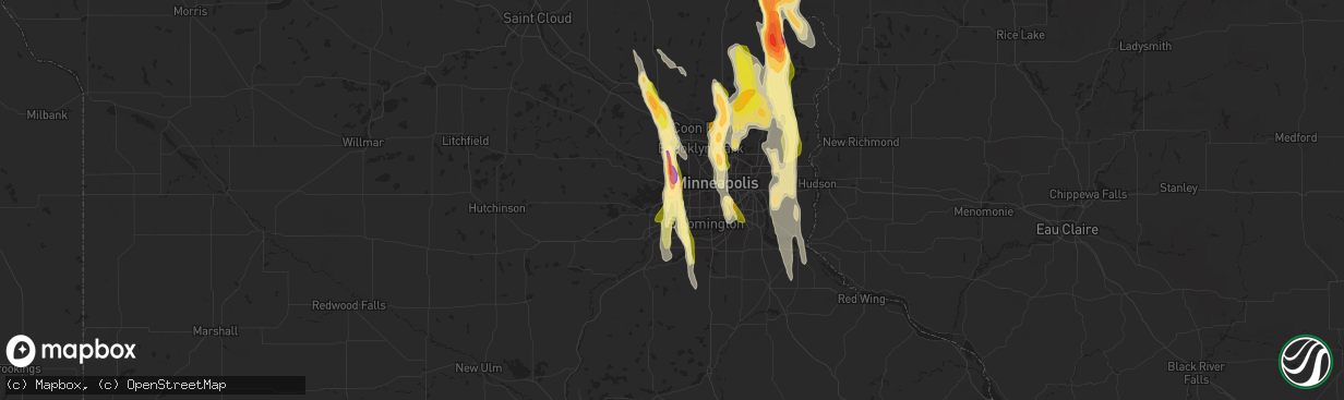 Hail map in Minnetonka, MN on June 29, 2015