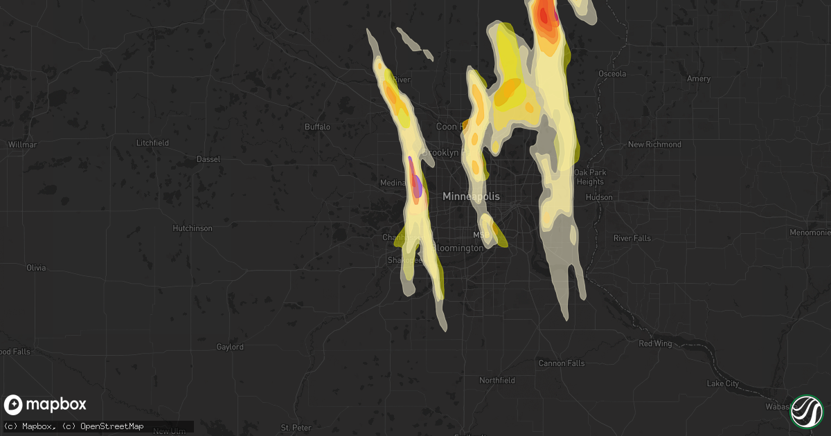 Hail map in Minnetonka, MN on June 29, 2015
