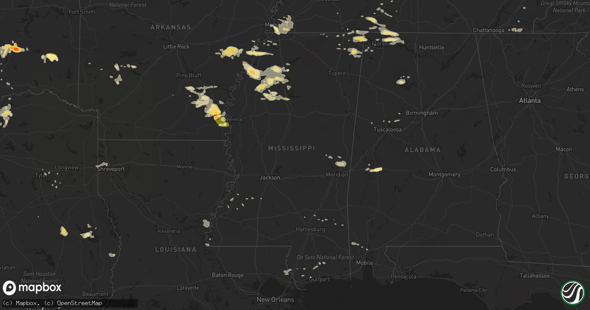 Hail map in Mississippi on June 29, 2015