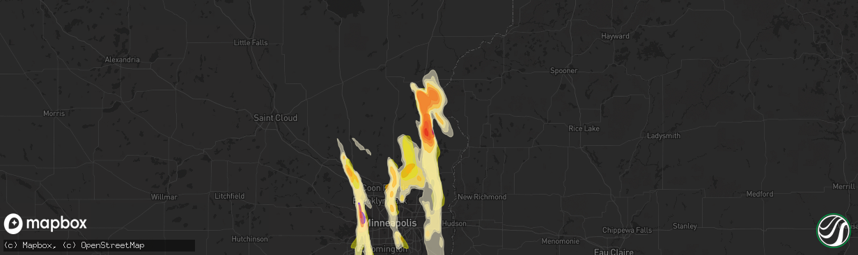 Hail map in North Branch, MN on June 29, 2015