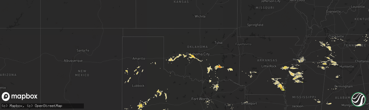 Hail map in Oklahoma on June 29, 2015